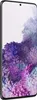 A side view of a black Samsung Galaxy S20+ 5G smartphone with a colorful floral wallpaper on its screen. Produktbild-Vorschau
