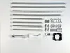 A collection of parts for a ceiling clothes dryer laid out on a white background. Voir les images du produit