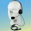 A white mannequin head wearing a black headset with a microphone, against a gradient blue and green background. Náhled obrázku produktu