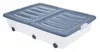 A white and blue storage box with wheels on a white background. Náhľad obrázku produktu