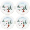 4x Chalet Kuchenteller 4 Pers. Porzellan Dessert-Teller Ski Produktbild-Vorschau 1