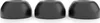 Three black earbud tips arranged in a row on a white background. Produktbild-Vorschau