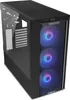 A black Lian Li LANCOOL III computer case with RGB fans is shown from a three-quarter angle. Produktbild-Vorschau