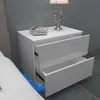 Iropro Table de nuit avec éclairage LED, blanc brillant en Voir les images du produit 4
