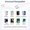 A marketing image showing a white USB-C to Lightning cable and a grid of compatible Apple devices. Produktbild-Vorschau