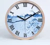 Holzuhr 30fi cm wanduhr - schwarze Spitzen - Wasser Produktbild-Vorschau 1