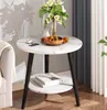 Stolik Kawowy Marmurkowy Dwupoziomowy 60X60X62Cm Biały Podgląd zdjęcia produktu 2