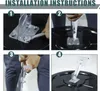 Four images showing steps to install a convex mirror bracket. Produktbild-Vorschau