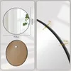 Collage of a round mirror with a black frame, showing its front and back, and close-ups of its dimensions and frame. Produktbild-Vorschau