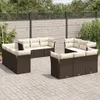 vidaXL 12-tlg. Garten-Sofagarnitur mit Kissen Braun Poly Produktbild-Vorschau 2
