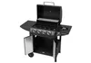 A black gas grill with the lid open, shown from a front-diagonal angle against a white background. Podgląd zdjęcia produktu