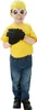 A young boy dressed in a Minion costume, standing against a white background. Produktbild-Vorschau