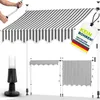 tillvex balkonová markýza 400 cm šedá/bílá skládací markýza Náhled obrázku produktu 1