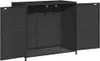 A black poly rattan garden cabinet with its doors open. Produktbild-Vorschau