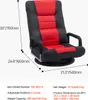 A red and black gaming chair with dimensions and specifications labeled. Produktbild-Vorschau