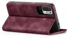 A burgundy flip case for a smartphone is shown from a side-angle, with the front cover folded open. Produktbild-Vorschau