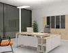 A modern office setting with a desk, chair, and storage units. Produktbild-Vorschau