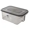 A clear, studio shot of a transparent plastic storage container with a gray lid. Náhľad obrázku produktu
