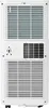 The back of a white portable air conditioner is shown. Produktbild-Vorschau