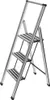 A three-step aluminum stepladder is shown against a white background. Produktbild-Vorschau