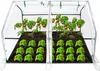 A double-compartment greenhouse with tomato plants and lettuce plants inside. Voir les images du produit