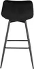 A back view of a black bar stool with a velvet seat and black metal legs, isolated on a white background. Produktbild-Vorschau