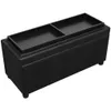 A black upholstered storage bench with two black trays on top, shown against a white background. Podgląd zdjęcia produktu