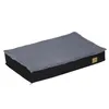 A dog bed with a gray plush top and black base, shown from a side angle against a white background. Produktbild-Vorschau