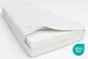 A white foam mattress with a partially removed cover, revealing the foam core. A green OEKO-TEX logo is in the bottom right corner. Produktbild-Vorschau
