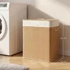 HOMCOM Bambusový koš na bielizeň s vekom, 2 priehradky, 100 Náhľad obrázku produktu 3