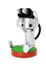 A small silver robot figurine sitting on a green base with a red border. Produktbild-Vorschau