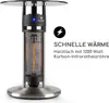 A product shot of a patio heater with marketing text. Produktbild-Vorschau