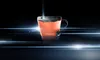 A power bank is shown against a dark background with light streaks. Voir les images du produit