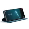 A dark cyan blue flip case for a Samsung Galaxy A52 smartphone, shown at an angle on a white background. Produktbild-Vorschau