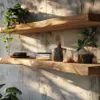 Scaffale in rovere massiccio con bordo naturale/albero Anteprima dell’immagine prodotto 3