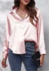 ASKSA Damen Satin Bluse V-Ausschnitt Hemde Elegant Knoepfen Produktbild-Vorschau 5