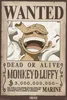 A wanted poster for Monkey D. Luffy from One Piece, featuring his image and bounty information. Produktbild-Vorschau