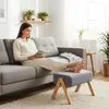 Podnóżek Relaxdays, tapicerowany, nogi bambusowe, wymiary: Podgląd zdjęcia produktu 5