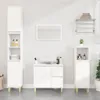 A clean, modern bathroom setup featuring white furniture and accessories against a light gray wall. Náhled obrázku produktu