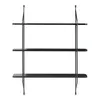 A black three-tiered wall shelf unit against a white background. Produktbild-Vorschau
