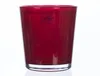A red glass vase with a label on it, isolated on a white background. Produktbild-Vorschau