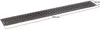 A gray drainage grate with dimensions indicated. Produktbild-Vorschau