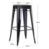 A black metal bar stool with dimensions indicated by measurement lines and text. Náhľad obrázku produktu