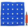 A blue inflatable cushion with holes and a red hand pump on a white background. Náhľad obrázku produktu