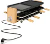 A raclette grill with a bamboo housing and a grilling surface on top. Produktbild-Vorschau