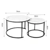 Couchtisch Rund,Satztisch 2er Set,Schwarz Marmor Couchtisch Produktbild-Vorschau 7