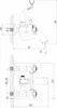 Technical drawing of a gold retro bathtub faucet with dimensions and angles. Produktbild-Vorschau