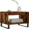 A wooden side table with a vase and a cup on top, and books on the shelf. Náhled obrázku produktu