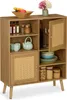 Credenza Relaxdays, 2 ante in rattan, 4 ripiani aperti, 2 Anteprima dell’immagine prodotto 1