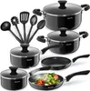 A collection of black cookware and kitchen utensils arranged on a white background. Náhled obrázku produktu